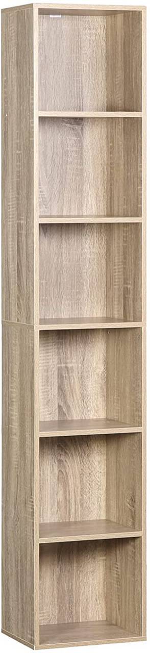 Boekenkast met 6 vakken | Lichte eik | 30x24x158,5 cm