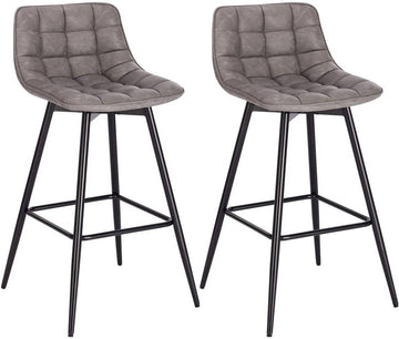 Set van 2 barstoelen met rugleuning en voetsteun | Donkergrijs