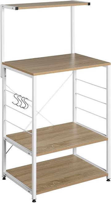 Keukenrek met 4 planken en magnetronhouder | Zwart | 40x60x123 cm