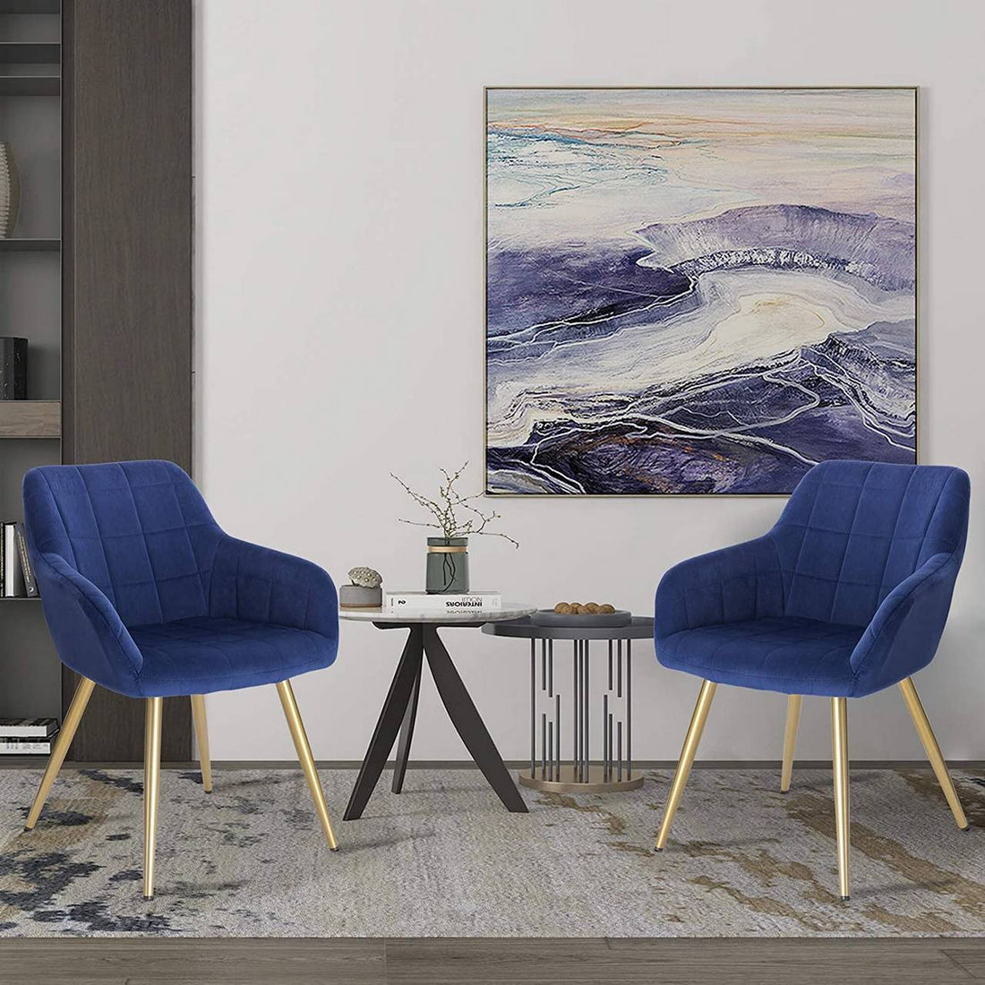 Set van 2 fluwelen eetkamerstoelen met gouden poten | Goud | 43x55x81 cm