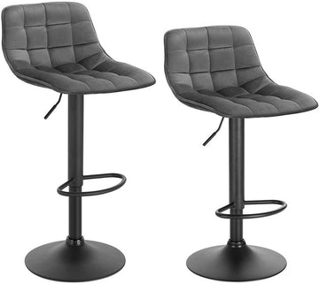 Set van 2 barstoelen met rugleuning van fluweel | Donkergrijs | 42,5x35x82,5-104 cm