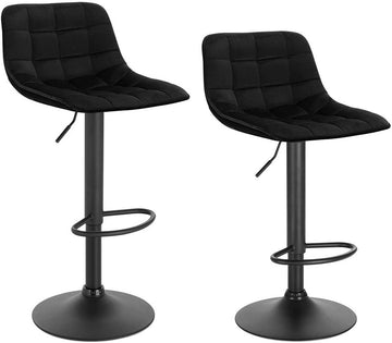Set van 2 barkrukken met rugleuning | Zwart | 42,5x35x82,5-104 cm