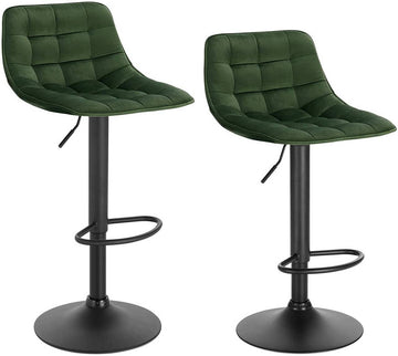 Set van 2 barhockers met rugleuning van fluweel | Donkergroen | 42,5x35x82,5-104 cm