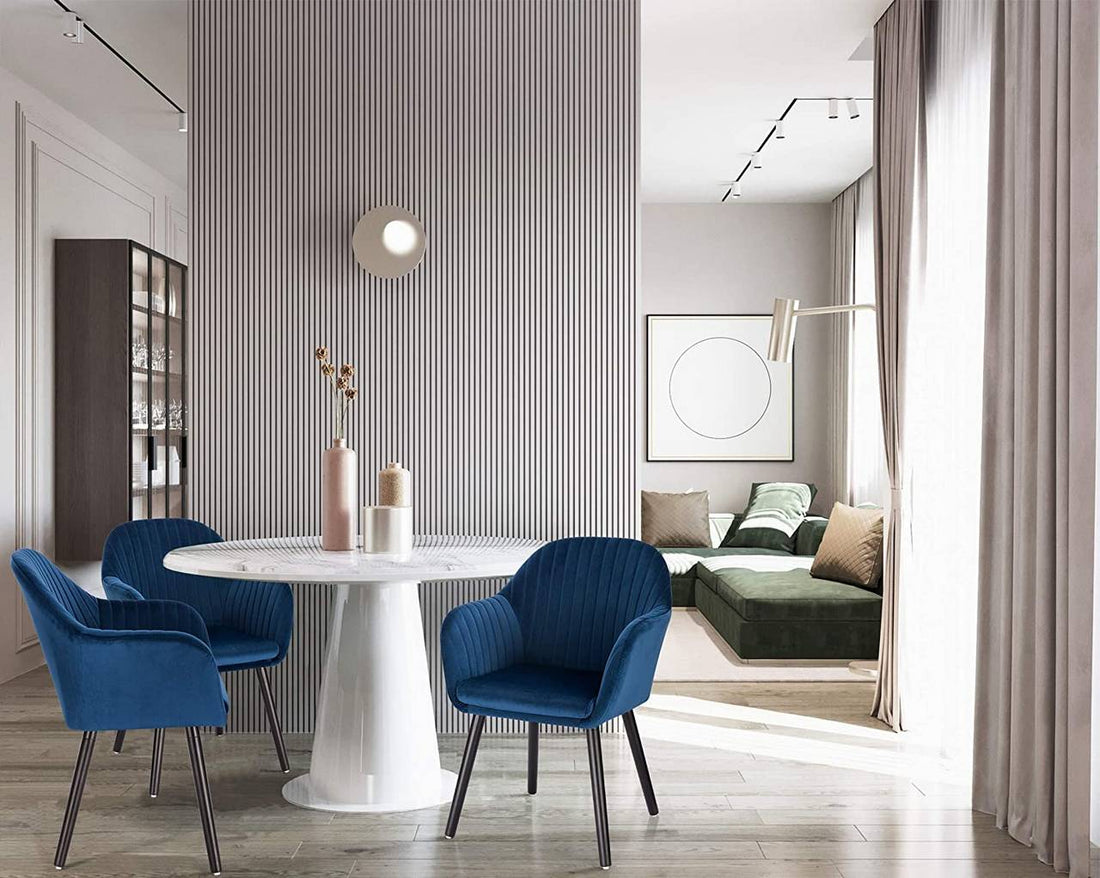 Set van 2 eetkamerstoelen met zwarte poten | Blauw | 40x40x81 cm