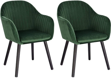 Set van 2 eetkamerstoelen met armleuningen | Donkergroen | 40x40x81 cm