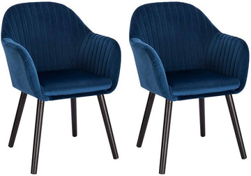 Set van 2 eetkamerstoelen met zwarte poten | Blauw | 40x40x81 cm
