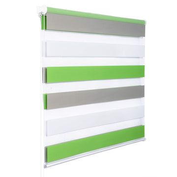 Duo rolgordijn zonder boren | Wit Groen Grijs | 65x220 cm