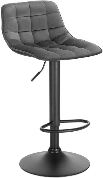 Barhocker met rugleuning van fluweel en metaal | Donkergrijs | 42,5x35x82,5-104 cm