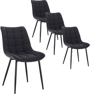 4-delige set eetkamerstoelen met rugleuning | Donkergrijs, lichtgrijs of zwart | 46x40,5x85,5 cm