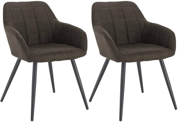 Set van 2 eetkamerstoelen met armleuningen en stoffen bekleding