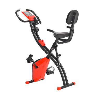 Opvouwbare hometrainer met weerstandsbanden | Kleur: Rood | Afmetingen: 51x97x115 cm