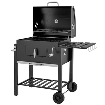 Houtskoolbarbecue met smoker - Verstelbare BBQ | Kleur: Zwart | Afmetingen: 65x113x108 cm