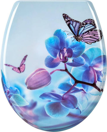 Duroplast toiletbril met softclose blauw Phalaenopsid | Blauw | 37,1x45,5x1,8 cm