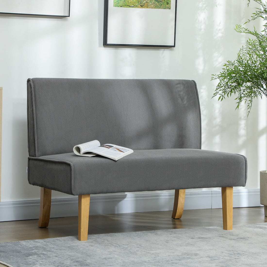2-Sitzer Sofa aus Cord - Grau | Farbe: Grau | Abmessungen: 110x62x85 cm