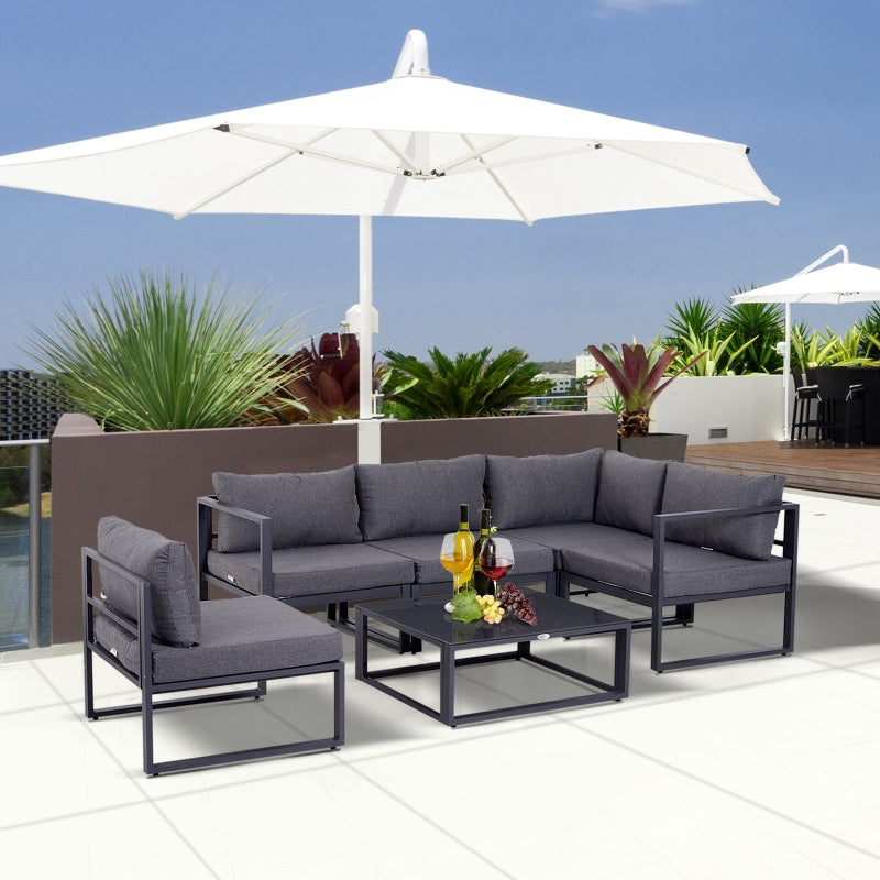 6-teiliges Outdoor-Lounge-Set - Gartenset | Farbe: Grau | Maße: 65x65x63 cm