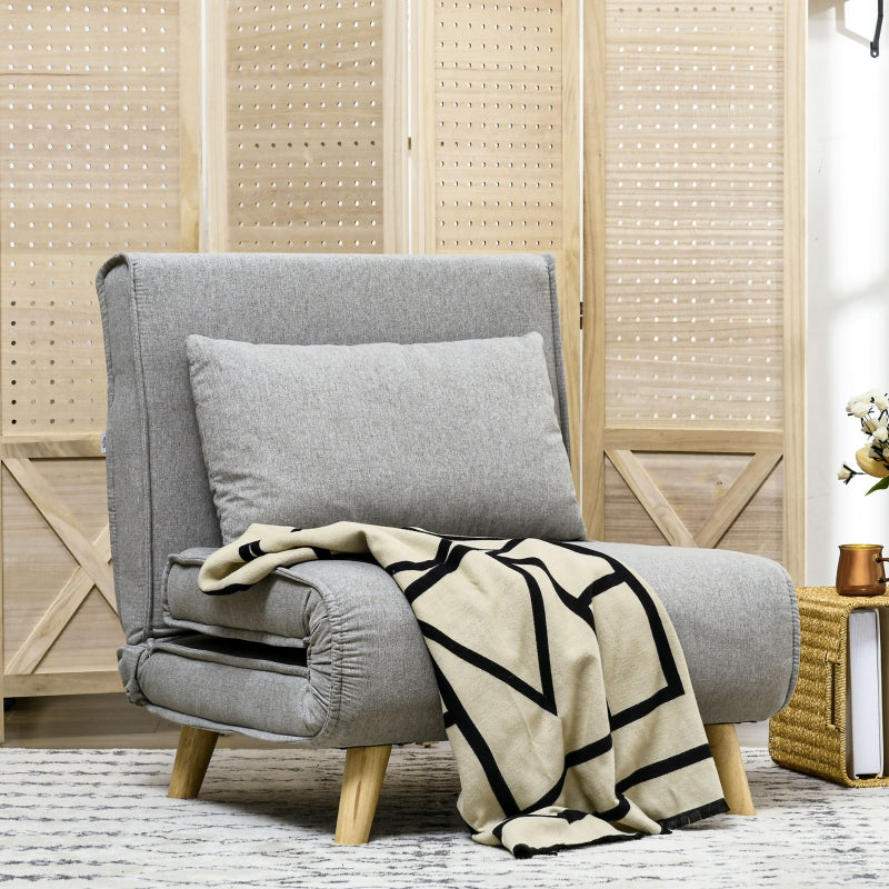 Fåtölj med bäddfunktion - Vilstol och extrasäng | Färg: Ljusgrå | Mått: 78x72x79 cm