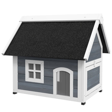 Kattenhuis voor buiten - Houten kattenhok | Kleur: Grijs-zwart | Afmetingen: 77x57.5x68 cm