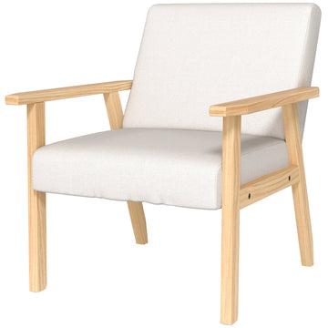 Gestoffeerde fauteuil - Witte linnenlook | Kleur: Wit | Afmetingen: 64x70x72 cm