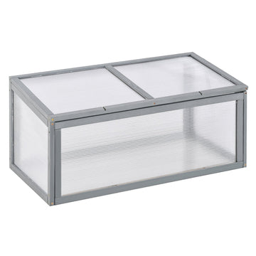 Mini-kas - Houten koude bak voor planten | Kleur: Grijs | Afmetingen: 46x90x40 cm