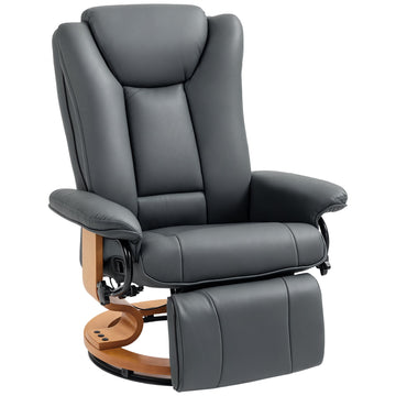 Relaxfauteuil met ligfunctie, draaibaar, kunstleer | Kleur: Grijs | Afmetingen: 78x88x103 cm