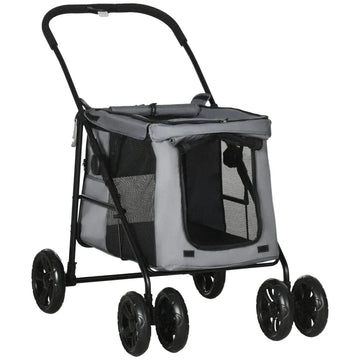 Hondenbuggy - Opvouwbare hondenkar | Kleur: Grijs+Zwart | Afmetingen: 53x121x18 cm