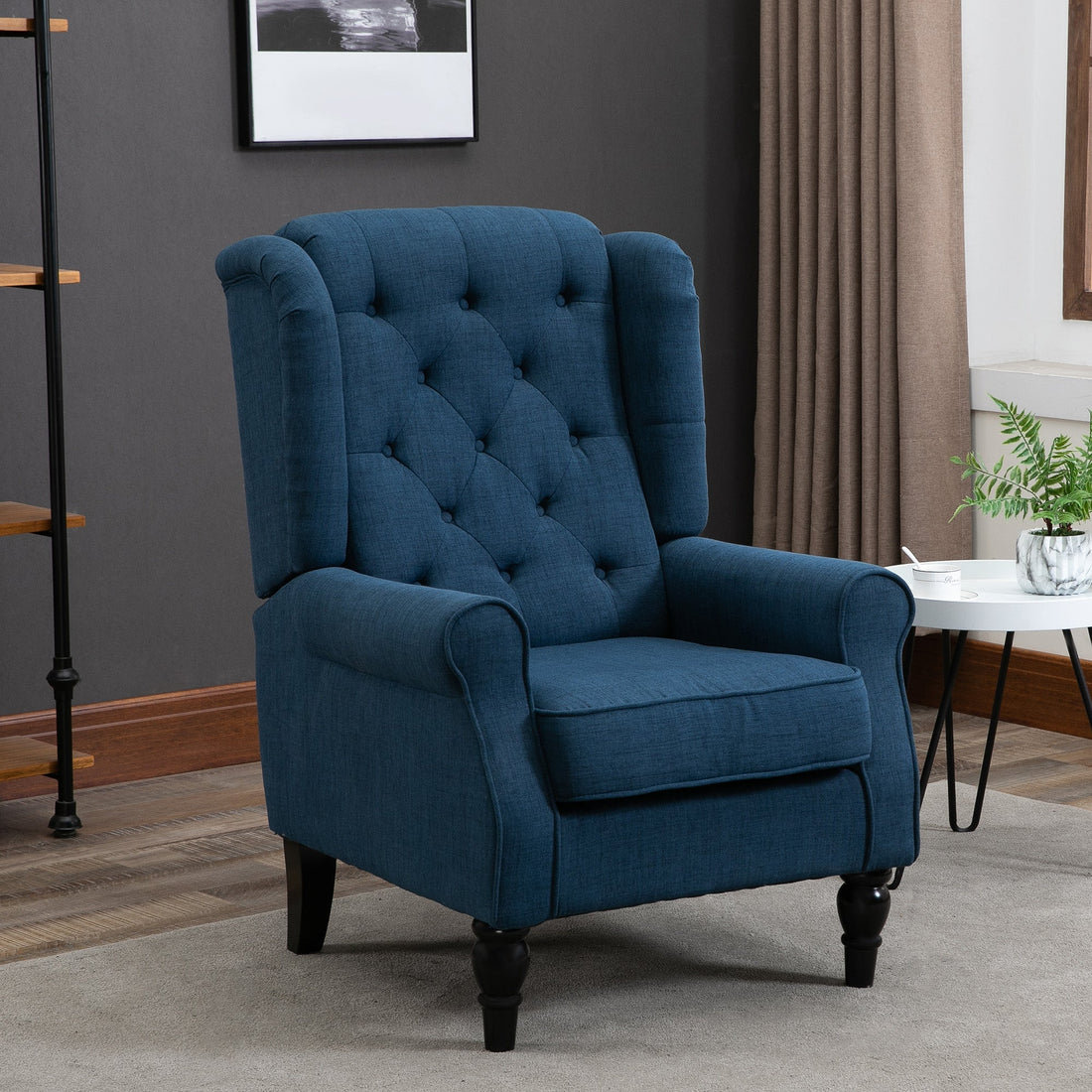 Elegant öronlappsfåtölj - Blå fåtölj | Färg: Blå | Mått: 74x86x102 cm
