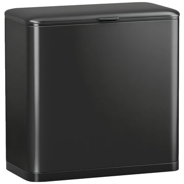 Prullenbak 8 L zwart RVS met staand of hangend deksel | Kleur: Zwart | Afmetingen: 17.4x29.7x30 cm