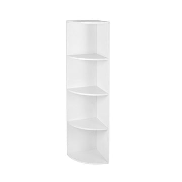 Hoekrek met 4 planken - wandrek - industrieel - spaanplaat - wit - 30 x 129,5 x 30 cm