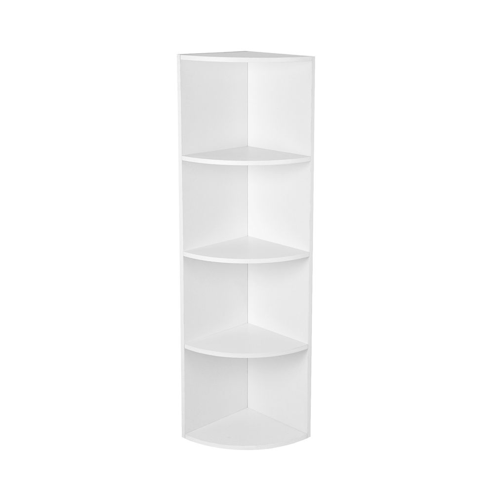 Hoekrek met 4 planken - wandrek - industrieel - spaanplaat - wit - 30 x 129,5 x 30 cm