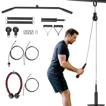 Lat pulldown-kabelsysteem voor fitness - Krachttraining thuis | Kleur: Rood