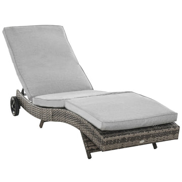 Wavormige tuinligstoel - verstelbare ligstoel | Kleur: Grijs | Afmetingen: 207x70x70 cm
