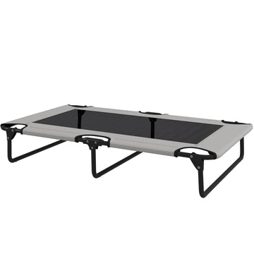 Verhoogd hondenbed voor grote honden | Kleur: Grijs, zwart | Afmetingen: 61x107x20 cm