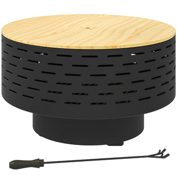 3-in-1 vuurkorf, grill en tuintafel | Kleur: Bruin, zwart | Afmetingen: 60x60x39 cm