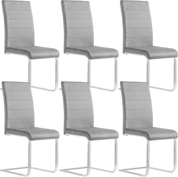 6-delige eetkamerstoelen met hoge rugleuning en fluweel | Zwart, Donkergrijs | 41x55,5x100 cm