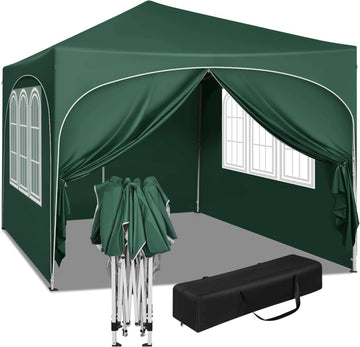 Vouwpaviljoen 3x3 m verstelbaar waterafwijzend UV-bescherming | Groen | 300x300x250-258 cm