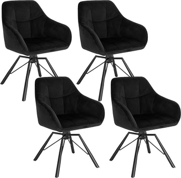 Draaibare eetkamerstoelen met armleuningen 4-delige set | Zwart | 58,5x54,5x82,5 cm