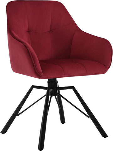 Draaibare eetkamerstoel met armleuningen en fluwelen bekleding | Bordeaux | 58,5x54,5x82,5 cm