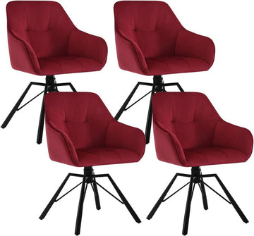Draaibare eetkamerstoelen met armleuningen 4-delige set | Bordeaux | 58,5x54,5x82,5 cm