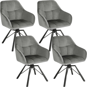 Draaibare eetkamerstoelen met armleuningen 4-delige set | Donkergrijs | 58,5x54,5x82,5 cm