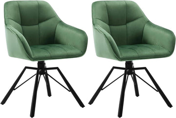Draaibare eetkamerstoelen met armleuningen 2-delige set | Donkergroen | 58,5x54,5x82,5 cm