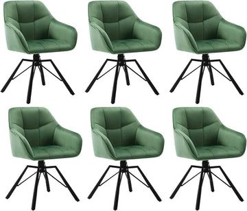 6-delige set draaibare eetkamerstoelen met armleuningen | Donkergroen | 58,5x54,5x82,5 cm