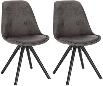 Set van 2 eetkamerstoelen met stoffen zitting en houten frame | Anthraciet, donkerbruin, donkergrijs | 43x39x83 cm