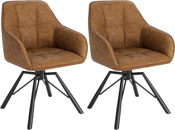 Draaibare eetkamerstoelen met armleuningen 2-delige set | Lichtbruin | 58,5x54,5x82,5 cm