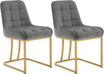 Eetkamerstoelen 2-delige set met fluwelen bekleding | Donkergrijs | 39x45x84 cm
