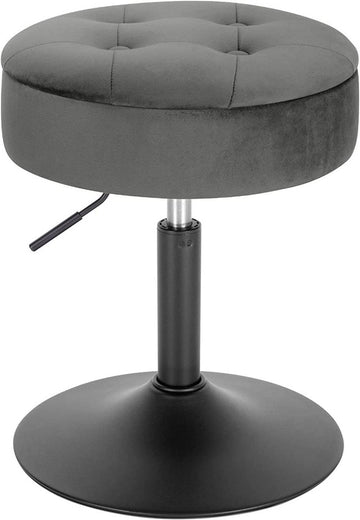 Kleine barstoel met opbergruimte, verstelbaar, fluweel, metalen frame | Donkergrijs