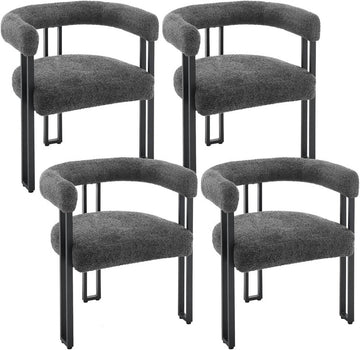 Eetkamerstoelen met armleuningen 4 stuks chenille metaal | Donkergrijs | 61,5x51,5x72 cm