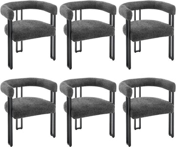 6-delige eetkamerstoelenset met armleuningen | Donkergrijs | 61,5x51,5x72 cm