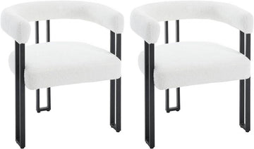 Eetkamerstoelen met armleuningen 2-delige set chenille | Crèmewit | 61,5x51,5x72 cm