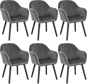 6-delige eetkamerstoelenset fluwelen stoelen | Donkergrijs | 40x40x81 cm