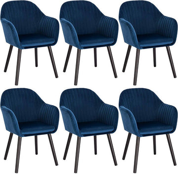6-delige eetkamerstoelenset met armleuningen | Blauw | 40x40x81 cm